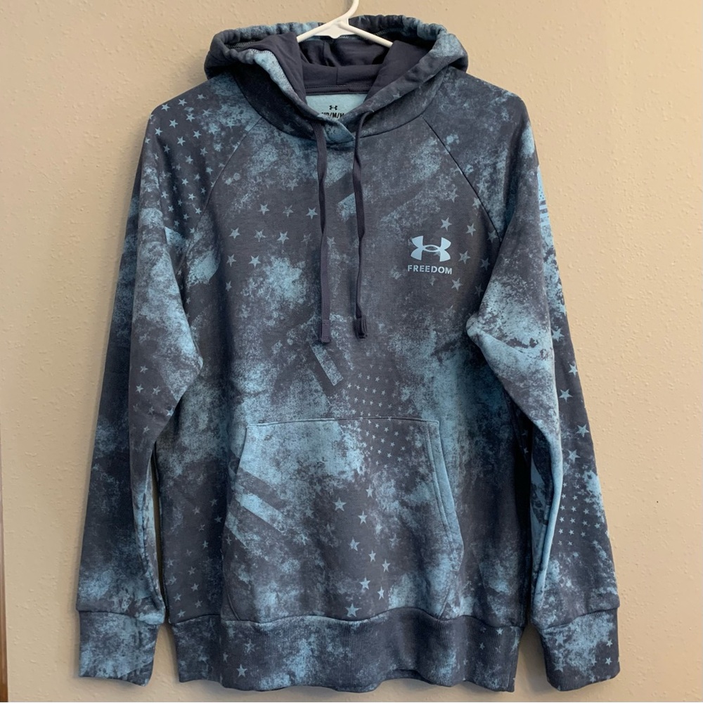 Under Armour Womens UA Freedom Rival Fleece Amp Hoodie Flag Patriotic Size M